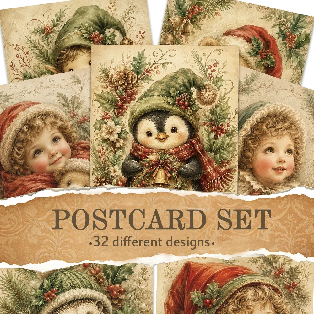 

32pcs, warm velvet Christmas postcards, wall stickers, mailing cards, greeting cards, DIY postcards, commemorative postcards,