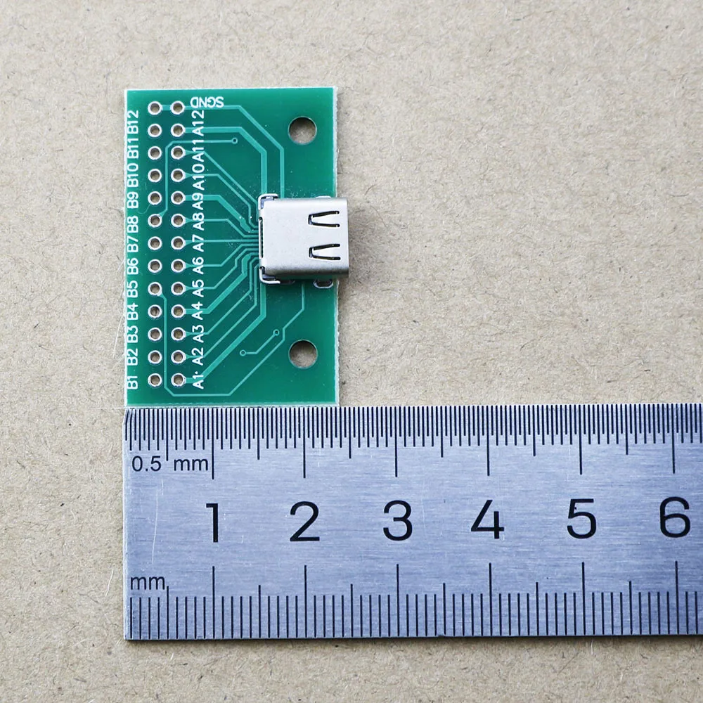 1Pc USB 3.1 Type-C Cable Test Board 24PIN  Female Double-Sided Plug Pin DIP Adapter Connector Welded PCB Converter Pinboard