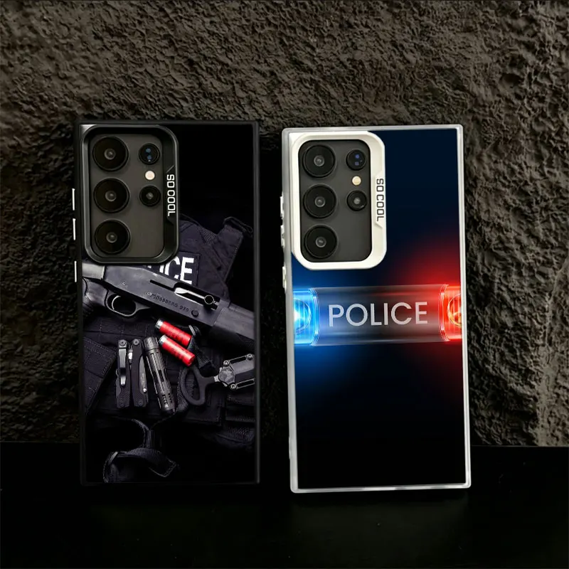 Police SWAT FBI Phone Case for Samsung S26 Edge S25 Ultra S24 FE S23 FE S22 Plus Galaxy S21 S20 Cover Back Anti-fall Pattern Col