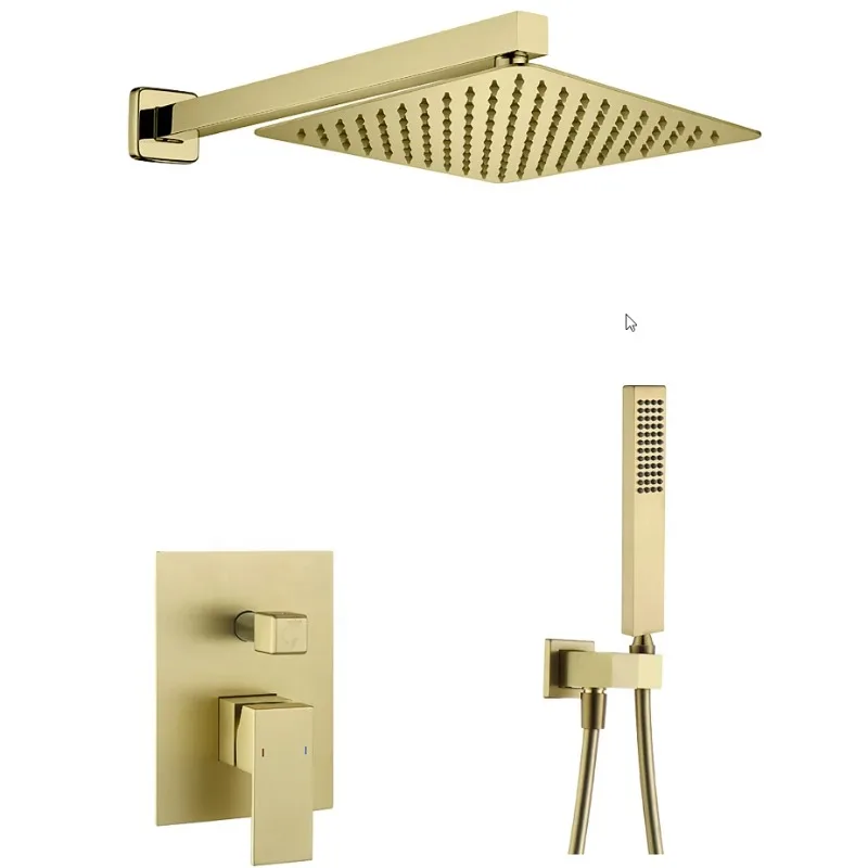 Rain Shower Set Gold Color Bath Mixer for Shower Bathroom Tap Brass Bath Shower Faucet