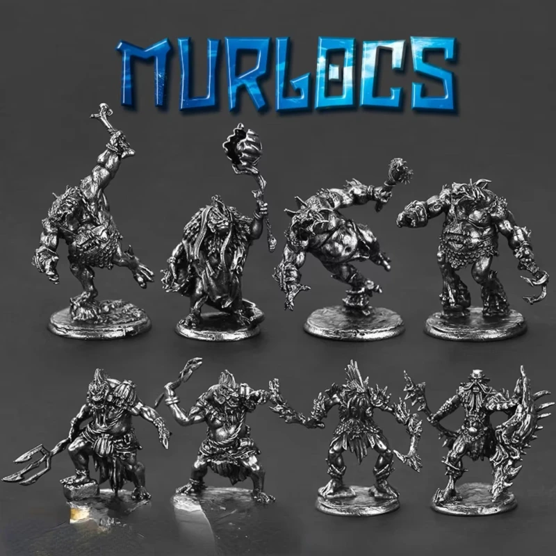 금속 심해 Murlocs 전사 미니 액션 피규어 모델 빈티지 괴물 인형 남자 멋진 장식품 DIY 장식 장난감 보드 게임