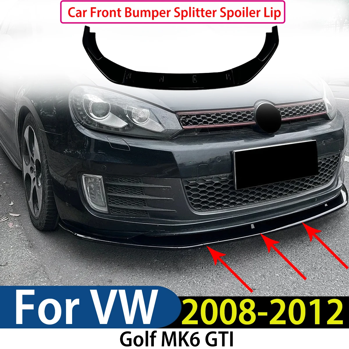 

For Volkswagen Golf MK6 GTI 2008 2009 2010 2011 2012 Car Front Bumper Splitter Spoiler Lip Diffuser Guard Tuning Accessories