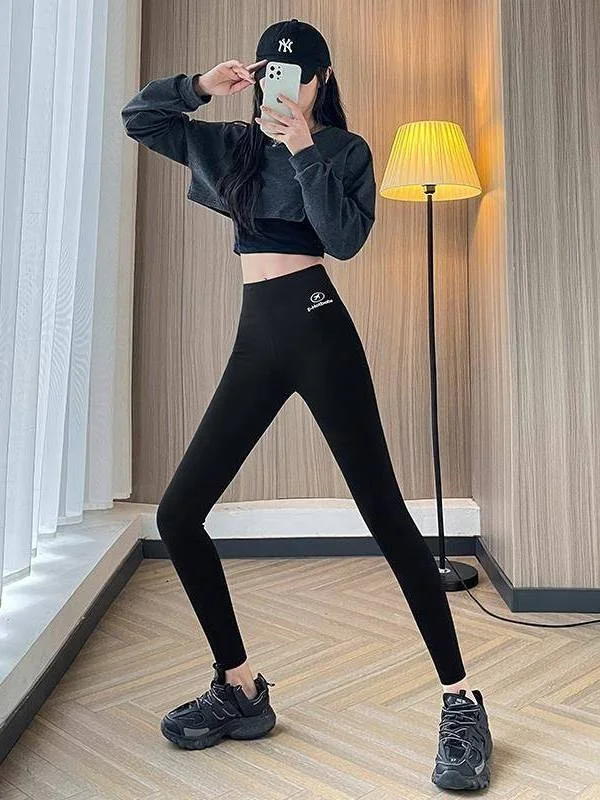 High Waist Fce Lined ark Skin Yoga Pants Women's Autumn Winter Tight Fit  Sle Faionable Bot Casual Wear