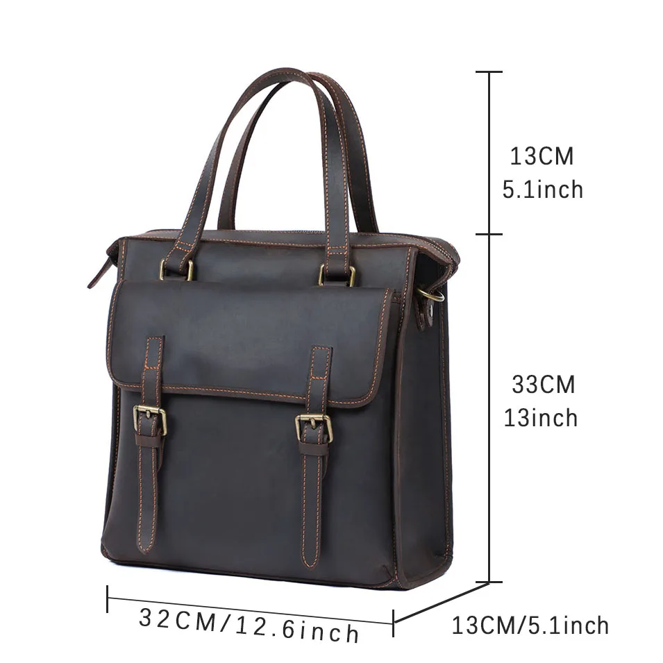 S.WORKER Vintage Echtleder Laptop-Rucksack Herren Casual Schultasche Crazy Horse Rindsleder Tasche Aktentasche Umhängetasche – Detail 3