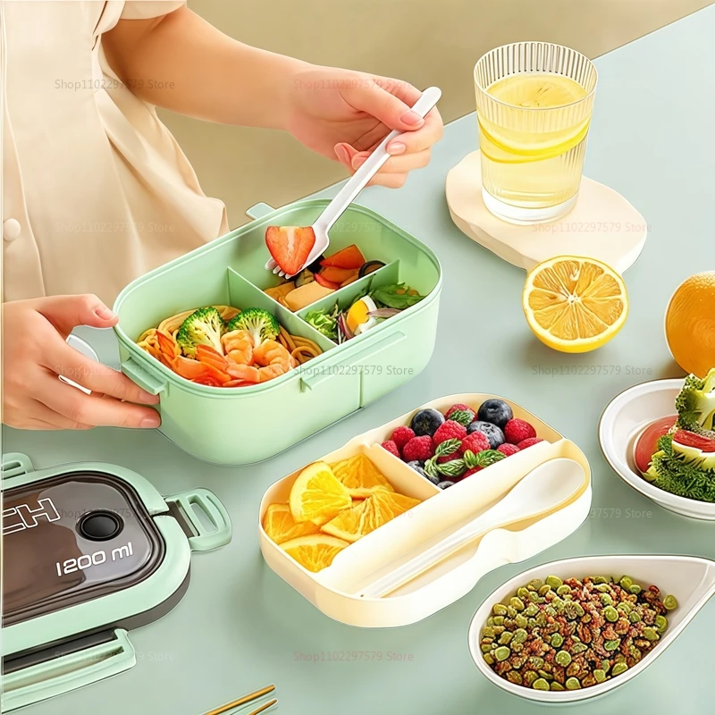 2025 New Portable Leakproof Double Layer Bento Lunch Box with Cutlery Microwave Safe Children‘s Lunch box Kitchen Accessories