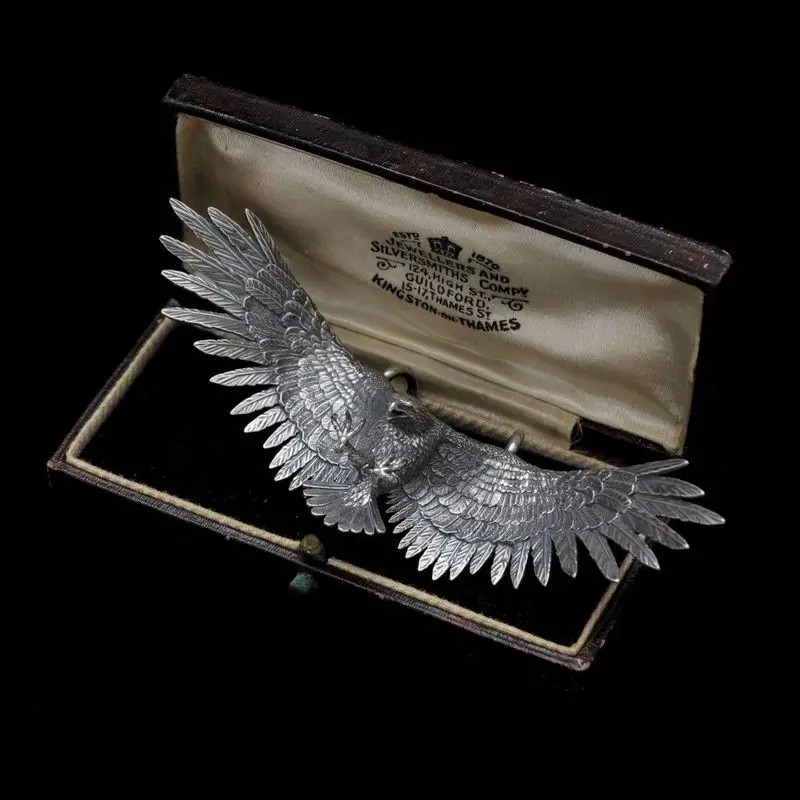 Vintage Flying Pendant Necklace Retro Majestic Spread Wings Charm Sweater Chain Men  Unisex Jewelry