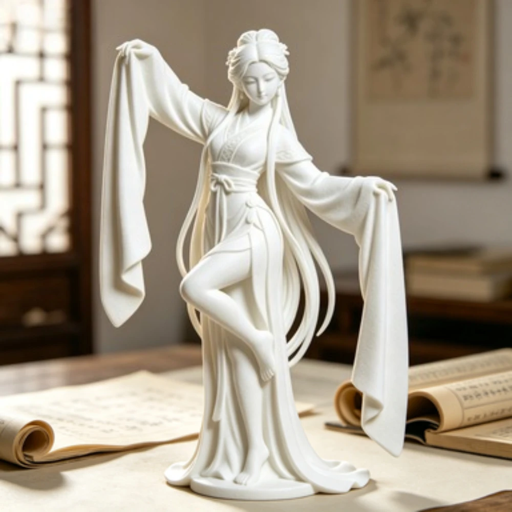 3D Printed Chinese Water Sleeve Dance Sculpture Elegant Classical Dancer Figurine Oriental Art Desktop Decor Art Collector Gifts