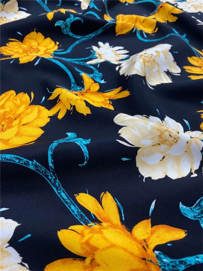 30mmi Heavyweight Elastic Digital Printed Fabric 100% Mulberry Silk High-end Dress Cheongsam Sewing Fabric 1.08m Width Christmas