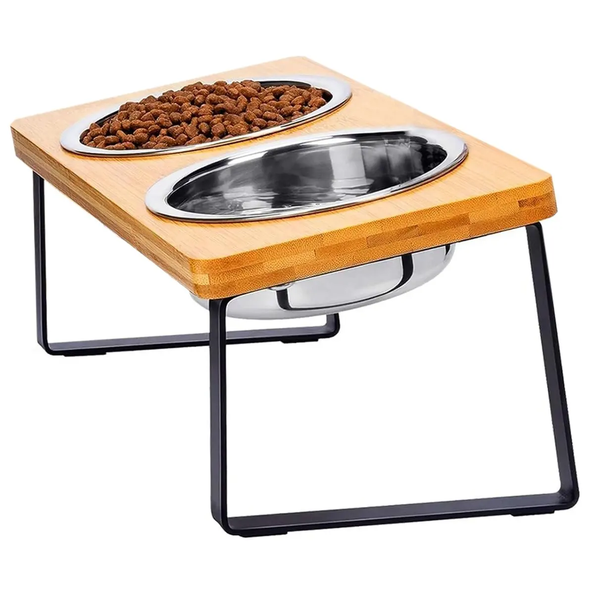 New Elevated Cat Bowls, Raised Cat Bowl with 32 Oz Stainless Steel Food Bowls Non-Slip Feeder, 15° Tilted Raised Pet Dishes
