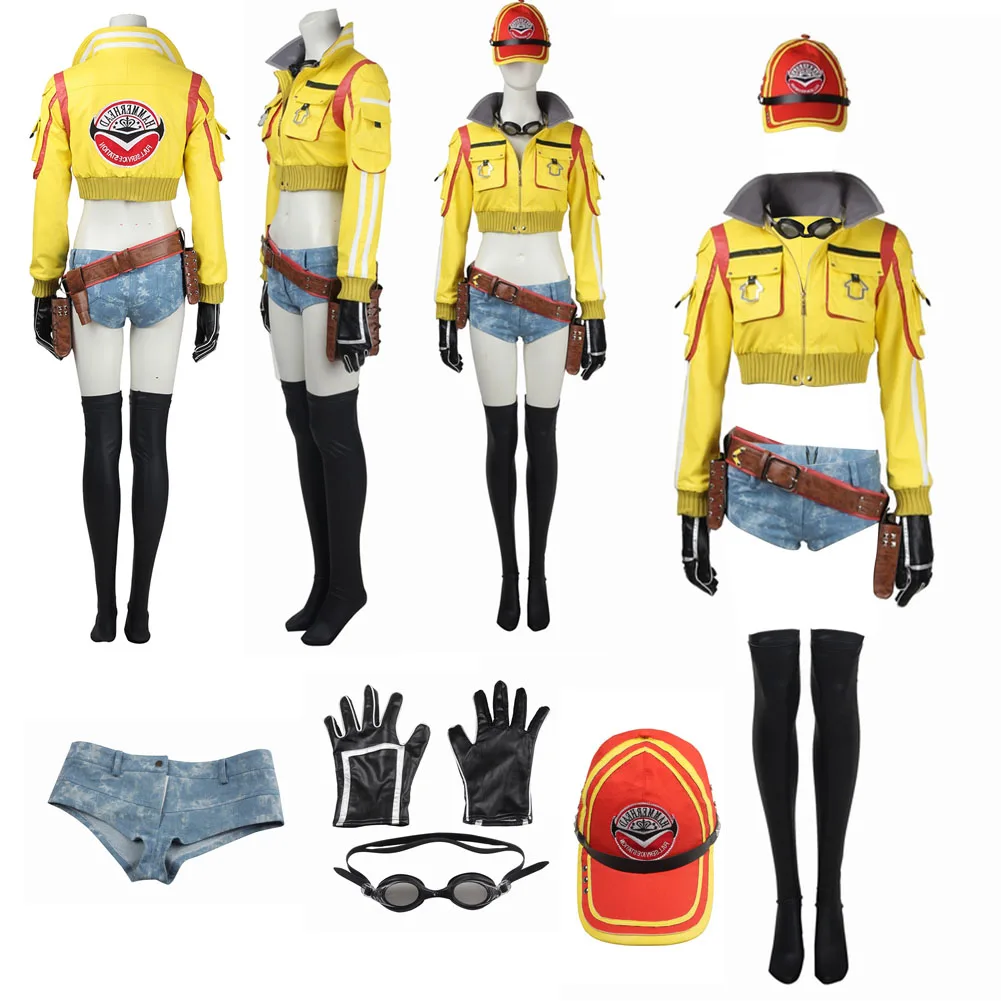 Anime Game Final  FF15 Cindy Aurum Cosplay Jacket Hat Glasses Costume Suits Women Girls Disguise Fantasia Halloween Outfits