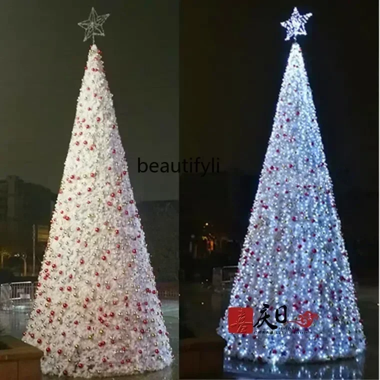 Modern white large Christmas tree frame 3 meters, Christmas tree set white rattan decorated tree