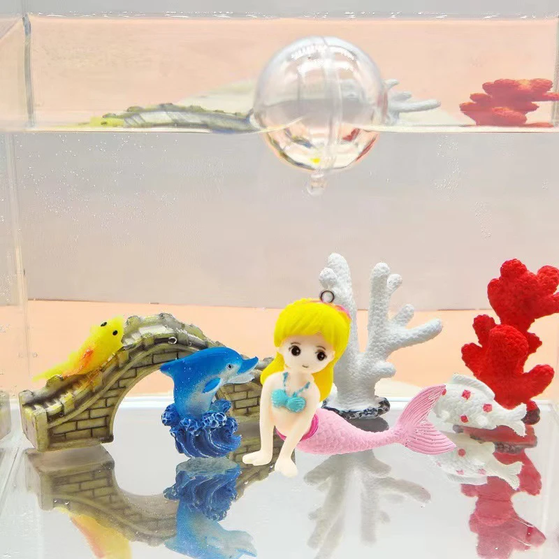 Aquariums Mermaids Decorations Floating Plastic Figurine Hand Coloring Small Accessories for All Kinds of Fish Tanks