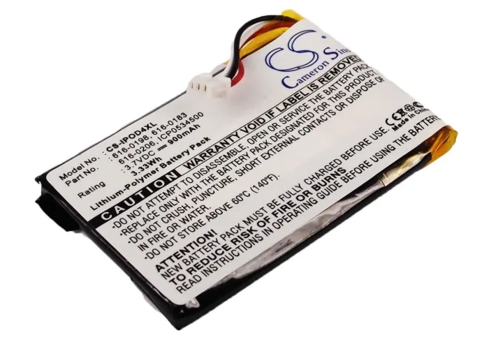CS Replacement Battery for Apple iPOD 4th Generation,A1059,A1099,Photo 30GB M9829,Photo 30GB M982 PN:616-0183 900mAh / 3.33Wh