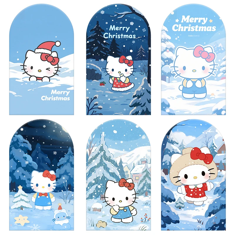 

Hello Kitty Winter Christmas Theme Arch Backdrop Cover Cute Festive Scene For Kids Birthday Baby Shower Photo Booth Background
