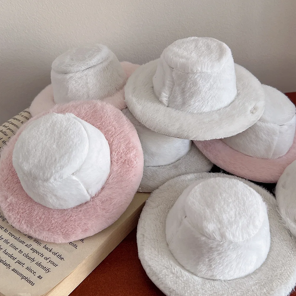 Kaninchenfell Blolita DIY Original Hut Embryo Aufkleber Haar unten Zylinder, Haarschmuck Hutunterstützung, dekorativer nackter Hut 10CM