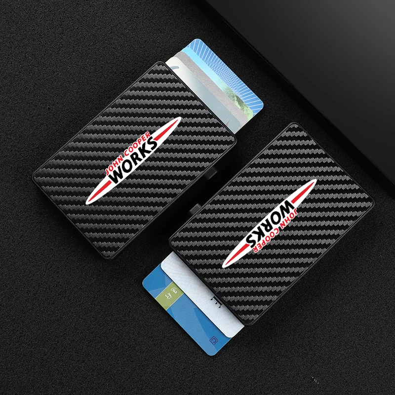 RFID Anti-theft Carbon Fiber luxury Card Holder Bank Credit Smart Pop Up Wallet For MINI Coopers JCW R55 R61 F54 F55 F56 F57 F60