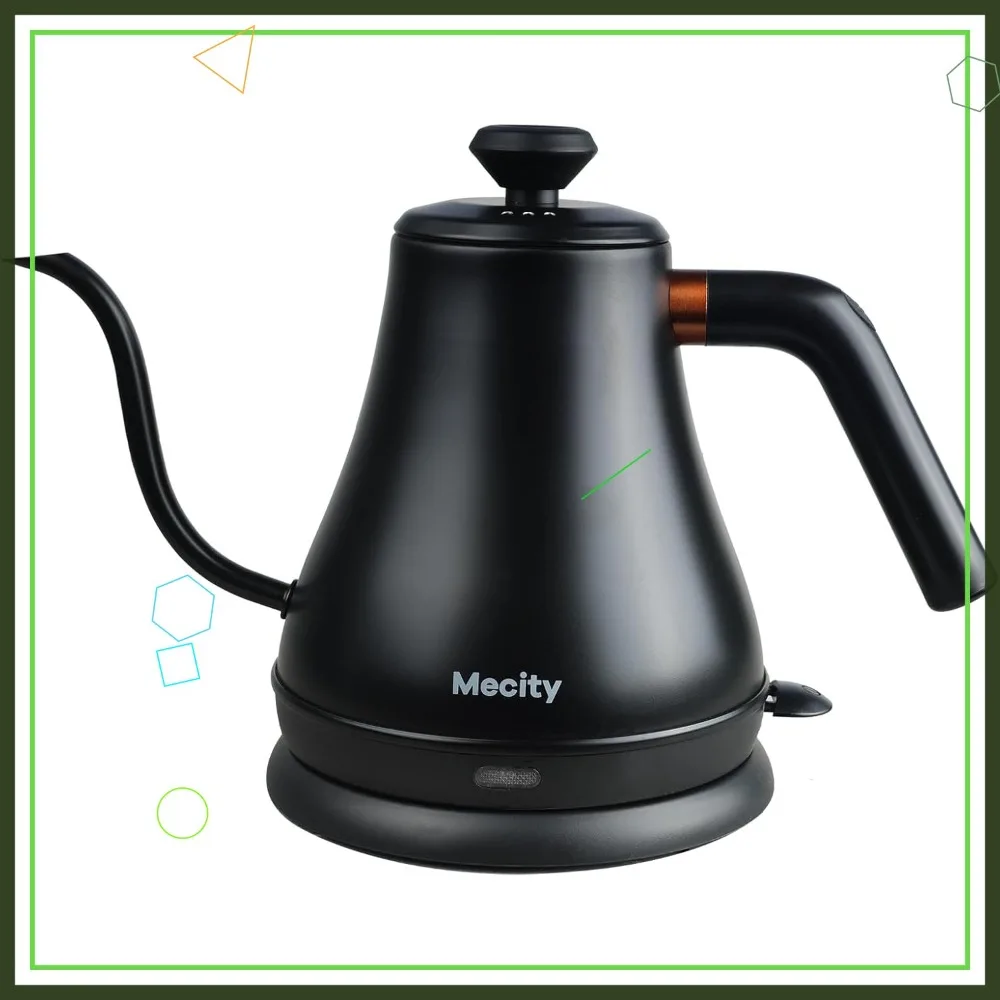 

Electric Gooseneck Kettle Stainless Steel Fast Heating Auto Shut Off 27 fl oz 1000W Matte Black Tea Water Boiler