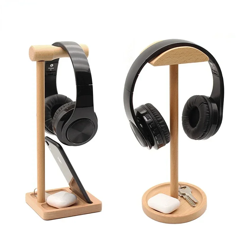 Soporte de madera para auriculares AirpodsMax, soporte de madera hecho a mano para auriculares, almacenamiento de escritorio con pantalla de auriculares Sony de madera perlada