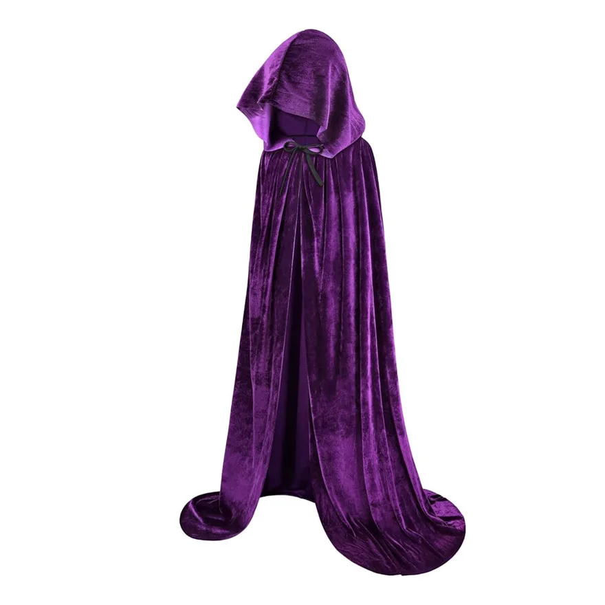 Capa de bruja para niños y adultos de Halloween, disfraz de Cosplay con capucha, capa de la muerte, fiesta de carnaval, capa larga Medieval de Halloween