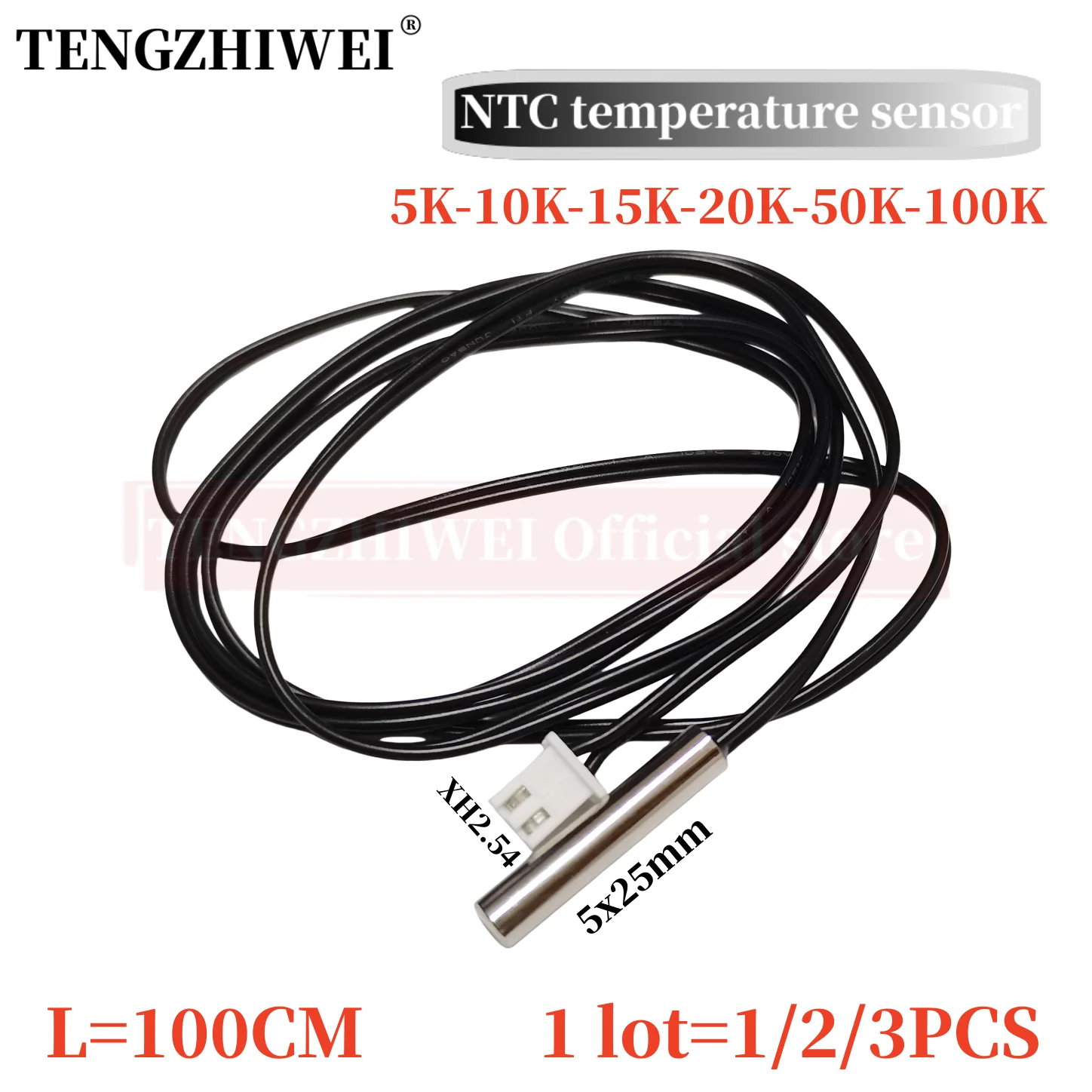 1/2/5PCS B3950 NTC 5K 10K 15K 20K 50K 100K L1M Precision Epoxy Thermistor Temperature Sensor Waterproof Temperature Probe