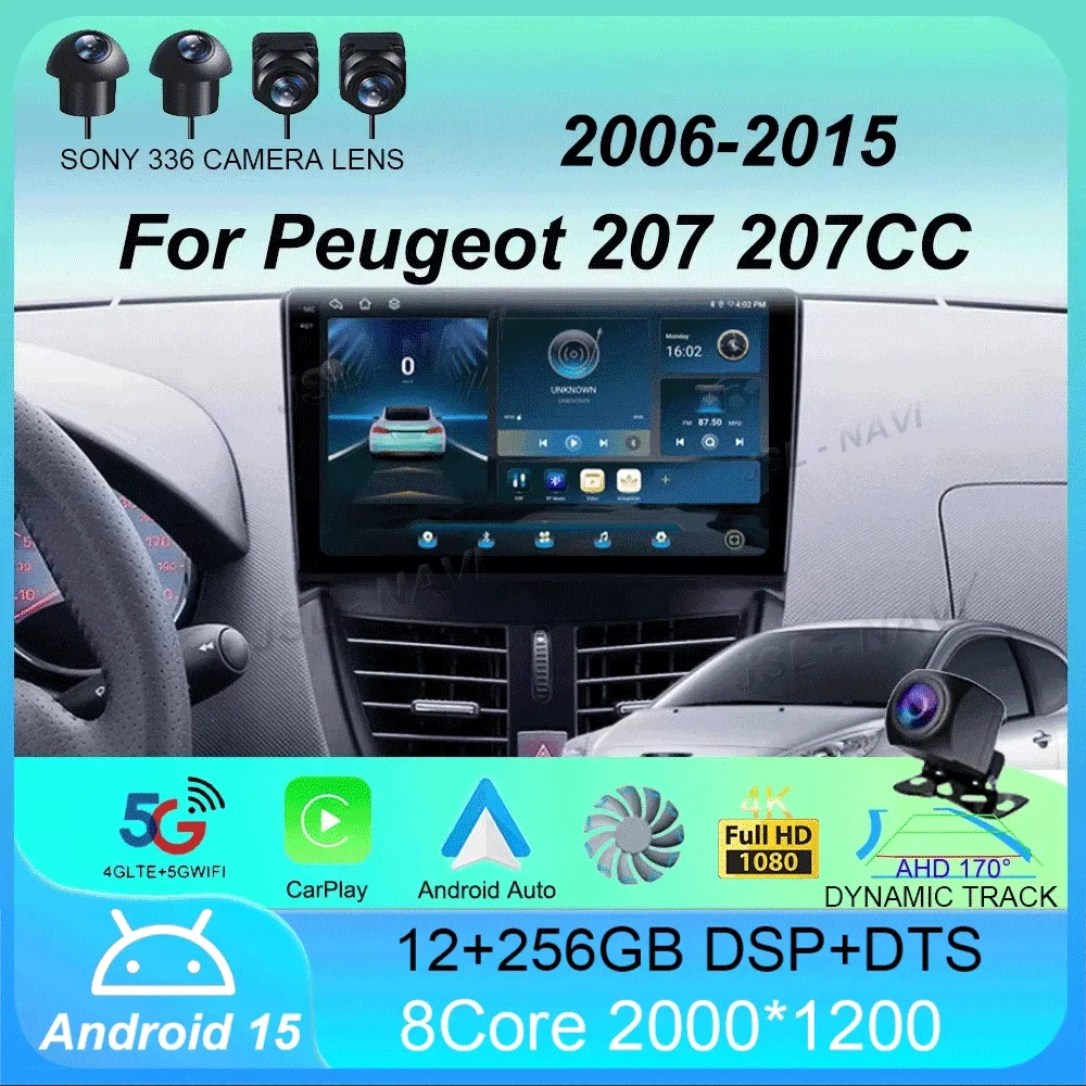 

Android 15 For Peugeot 207 207CC 2006 - 2015 Car Radio Car video players CarPlay Auto GPS No 2 din 2din DVD