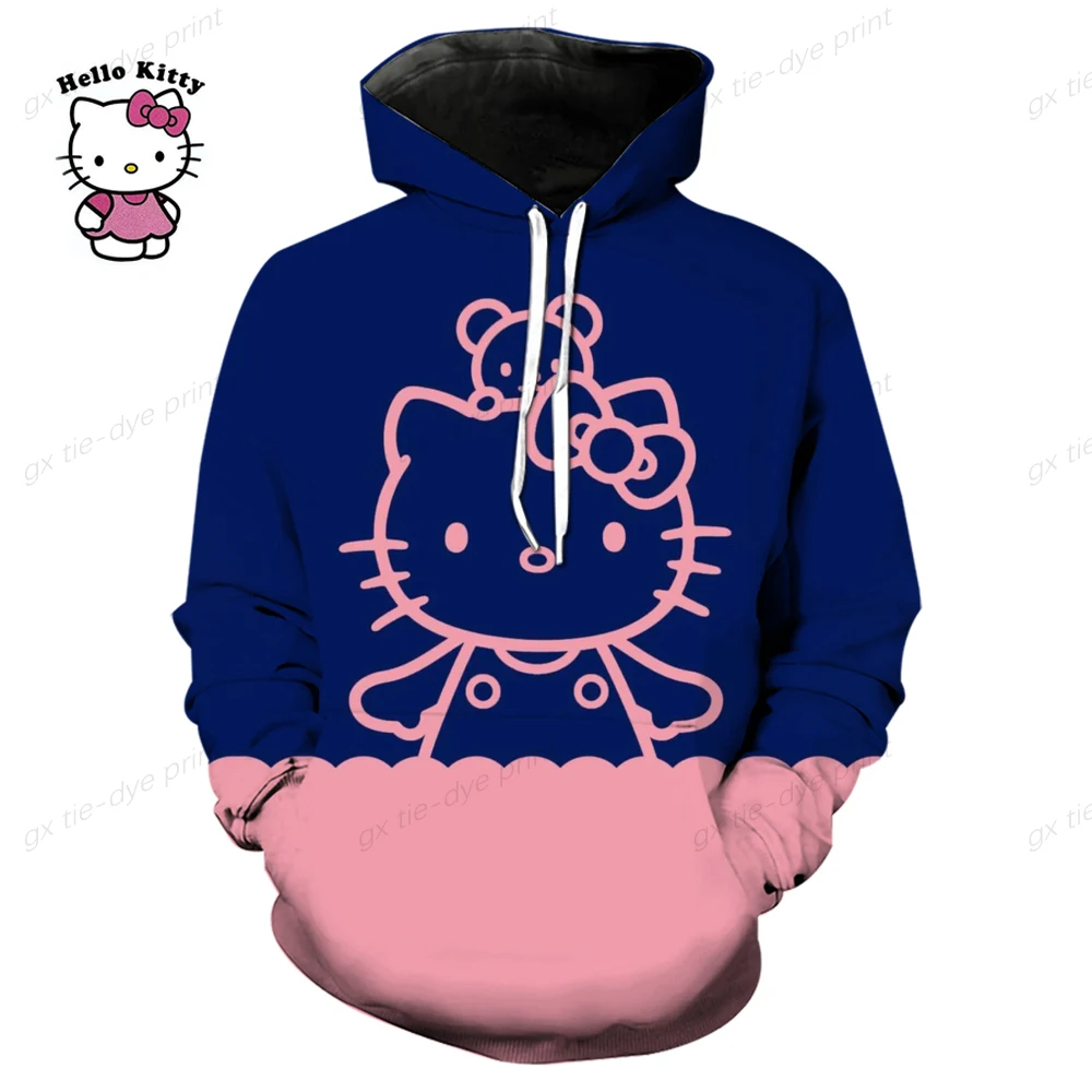 Y2k Hello Kitty Print Hoodies Women Men Hip Hop Zipper Long Sleeve Jacket Coats Autumn Harajuku Casual Loose Hooded Sweatshirt