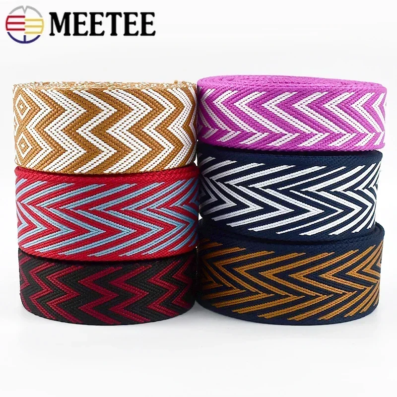 3/5/10M Meetee 2mm Thick 38mm Jacquard Webbing Tapes Bag Strap Ribbon Trim Clothing Shoes Belt Decor Luggage Sewing Accessories