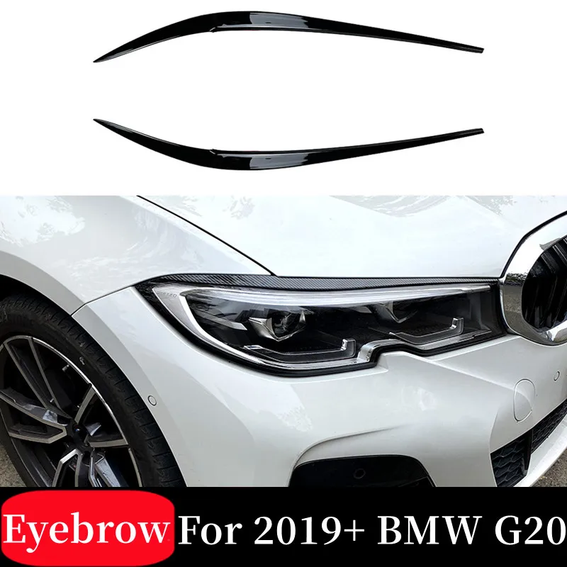 

For 2019 20 21 22 23 BMW 3 Series G20 320i 325i 330i ABS Plastic Black Carbon Headlights Eyebrow Eyelid Car Tuning Accessories