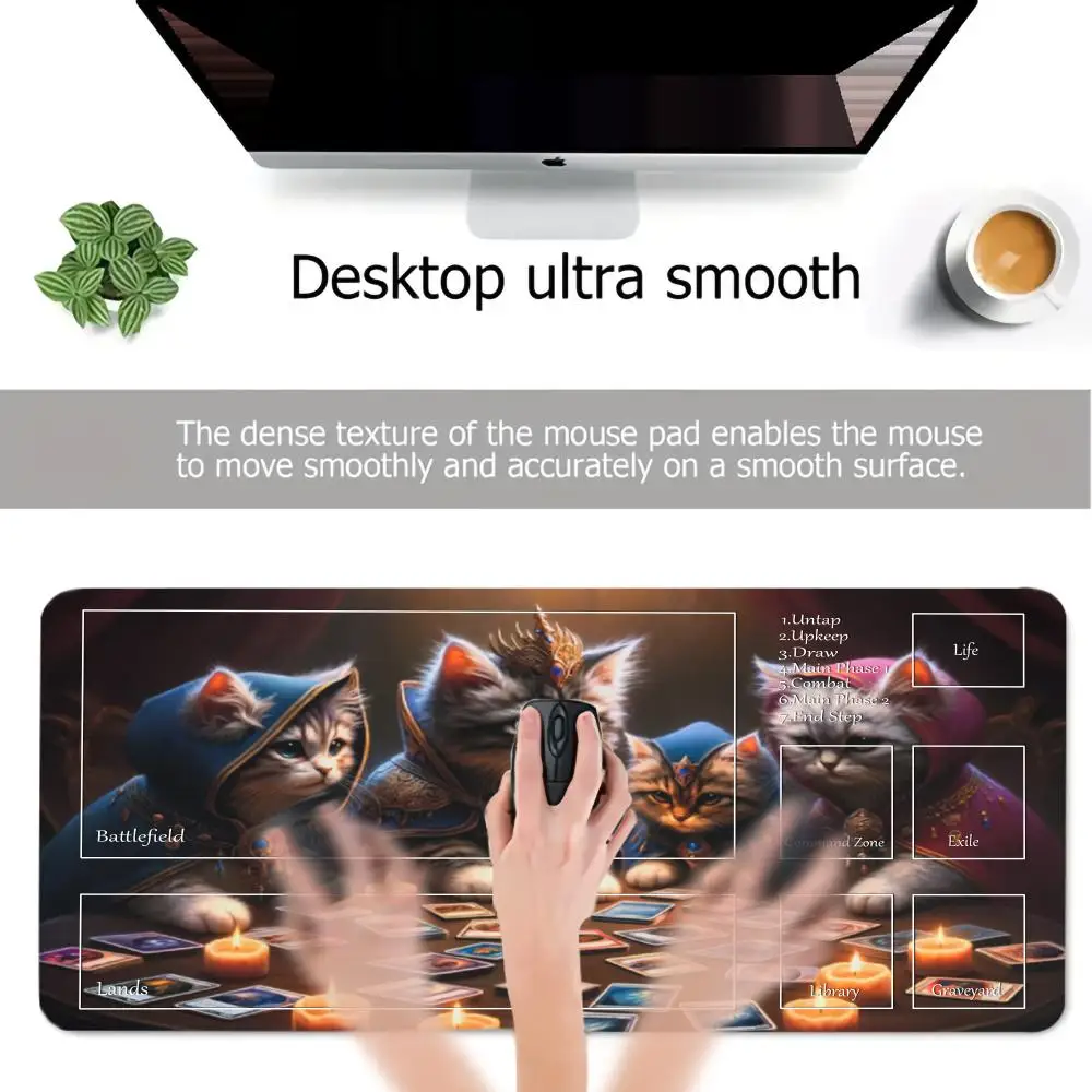 لوحة ماوس على شكل قطة، لوحة ماوس للألعاب MTG TCG CCG، حصيرة لعب الألعاب، وسادات مبارزة للمبتدئين، معارك البطاقات، لوحة مكتب للألعاب