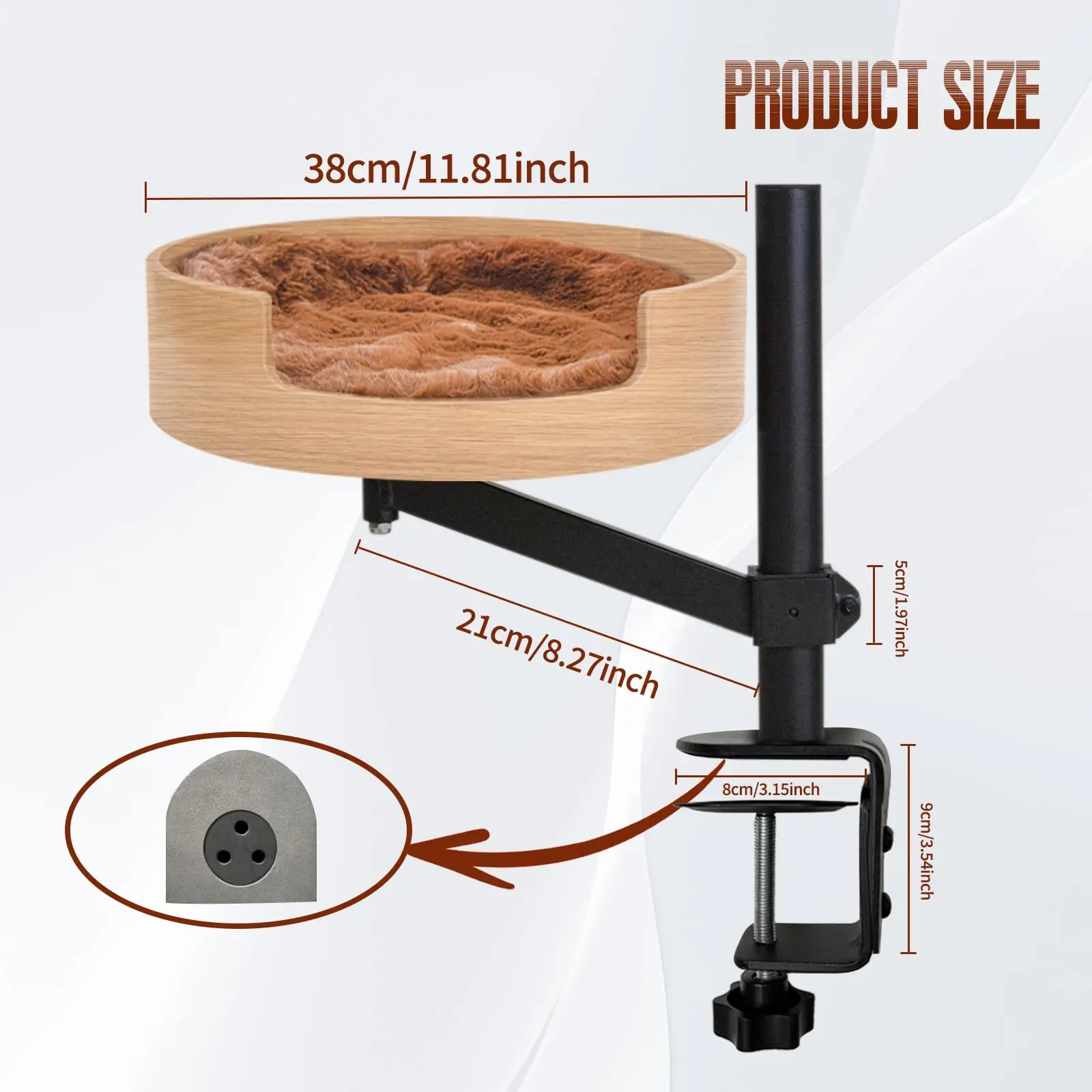 Amaca per gatti in legno massello, scrivania, altezza regolabile, elegante, con ciotola in legno, durevole