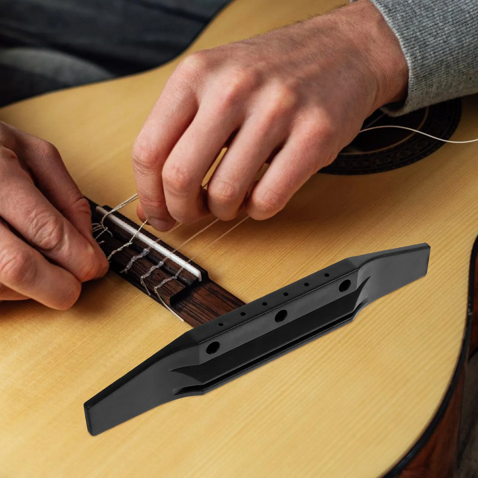 

4Pcs Acoustic Guitar Bridge Replacement Wooden Parts for Stable Sound Sustain Comfortable Playing Experience Acoustic Guitar