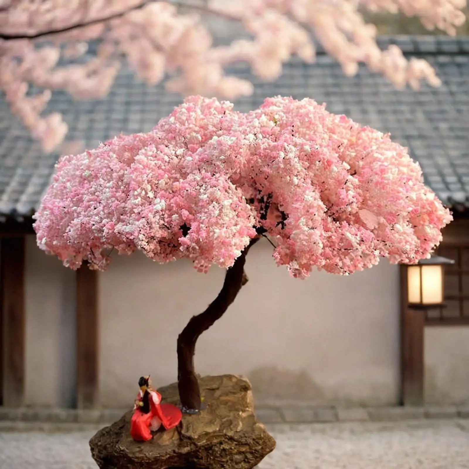 

Tree Model Cherry Blossom Tree Mini Artificial Tree Ornament for Projects