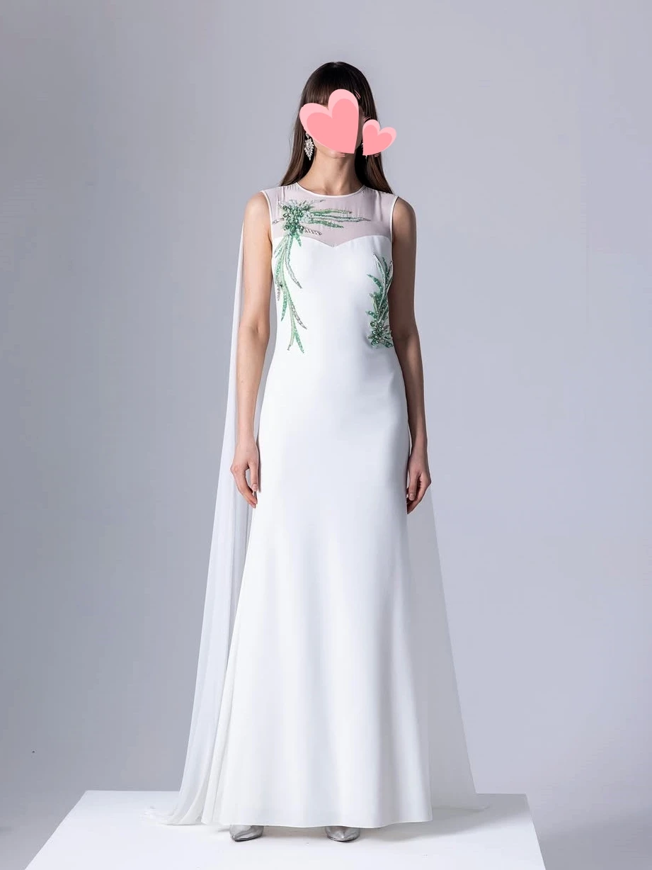 Oisslec Kleid, elegant, Vintage, süße Rose, rote Perlen, Chiffon-Umhang, maßgeschneidert, für formelle Anlässe, Abschlussballkleid, Abendparty-Kleider