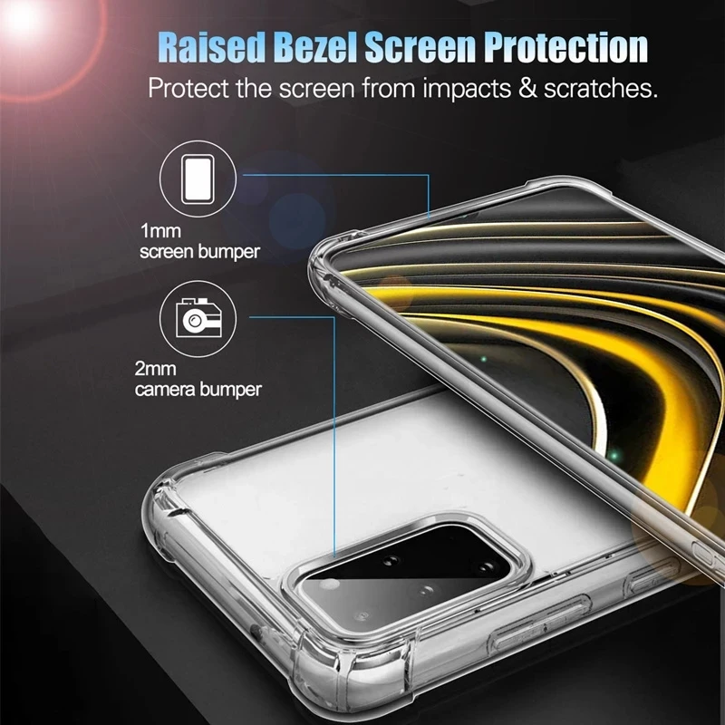 Clear Phone Case For Samsung Galaxy S24 S22 S23 Ultra S21 S20 Fe S10 Plus A52 A52S A25 A53 A72 A54 A34 Shockproof Silicone Cover