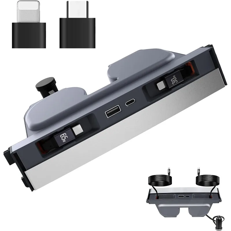 

Retractable Center Console Charger for Tesla Model Y Juniper 3 Highland 65W USB Hub Phone Charger Fast Charging Docking Station