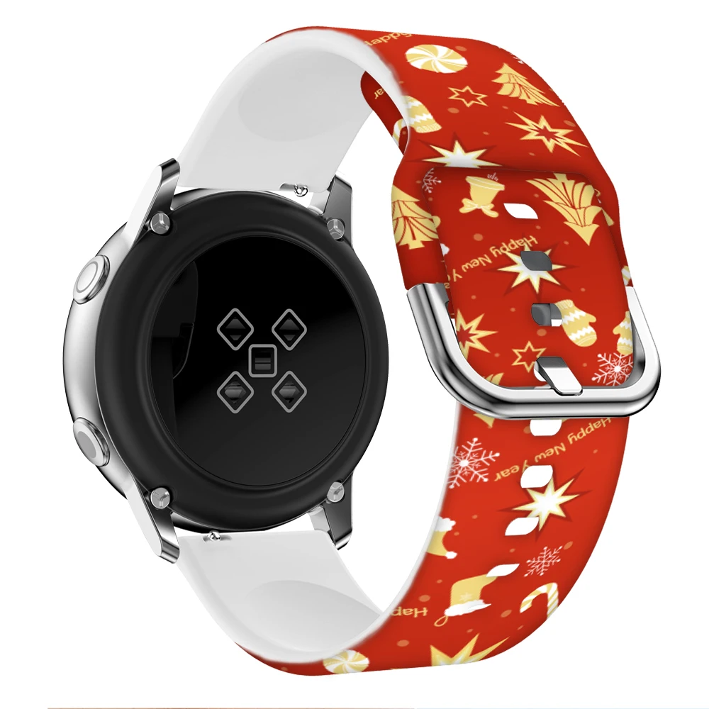 Banda de silicone para Samsung Galaxy Watch 6, 5, 4, Huawei Watch 3 Pro, GT2 Pro, Pulseira Estilo Natal para Amazfit GTR, GTS 4, 20mm, 22mm