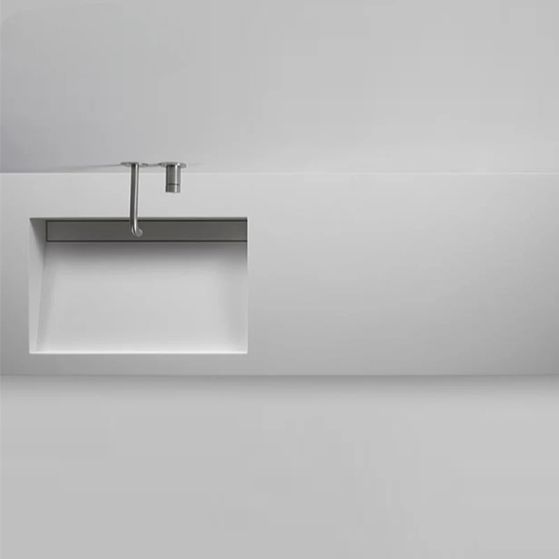 Invisible double basin wall mounted artificial stone integrated basin with sink, washbasin, laundry basin, and washbasin