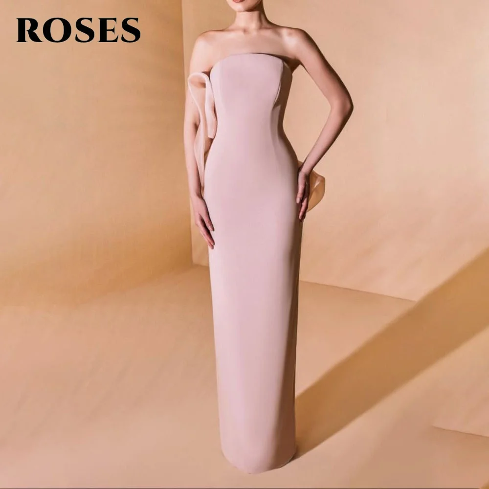 

ROSES платье для выпускного вечера с розовыми пятнами и складками, платья знаменитостей русалки, сексуальные женские вечерние платья без бретелек со рюшами для гала-на заказ