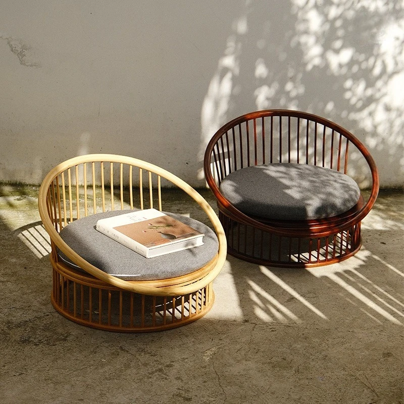 Minimalist Bamboo Tatami Chair Balcony Bay Window Backrest Seat Living Room Casual Low Stool Japanese
