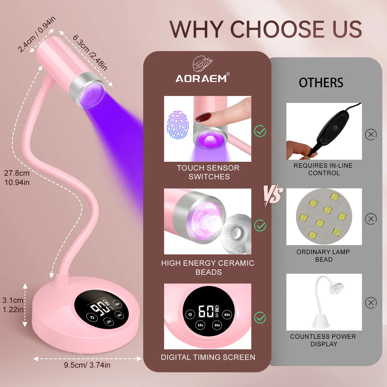 الأشعة فوق البنفسجية LED مسمار مصباح قابلة للشحن معقوفة الأشعة فوق البنفسجية ضوء للأظافر المحمولة 12 واط LED مسمار ضوء مسمار مجفف مع 4 الموقتات ومستشعر تلقائي