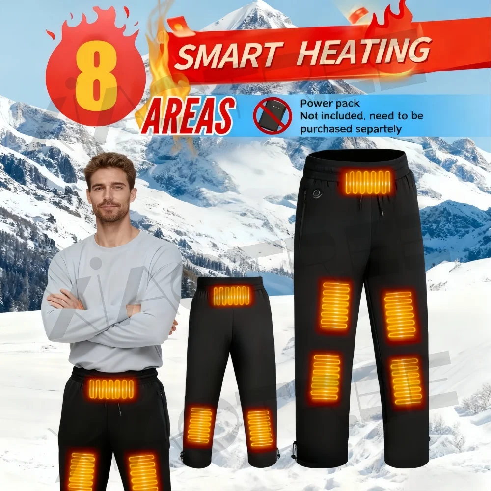 Winter Heated Pants 8-Zone Heating with Dual Control,3-Temperature Settings,Perfect for Hiking and Cold Weather Work as Casual