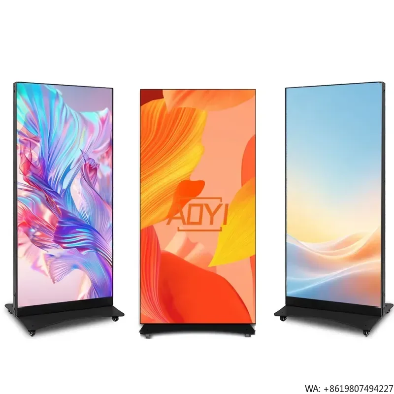 for 960x1920mm Slim LED Poster Display P2.5 P3 P4 High Refresh Rate Outdoor Floor Standing Digital Billboard Screen