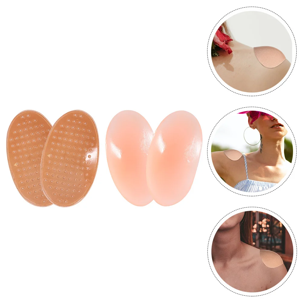 

2Pairs Anti-Skid Shoulder Pad Silicone Invisible Reusable Lightweight Breathable Adhesive Shoulder Pads for Women Men Clothes