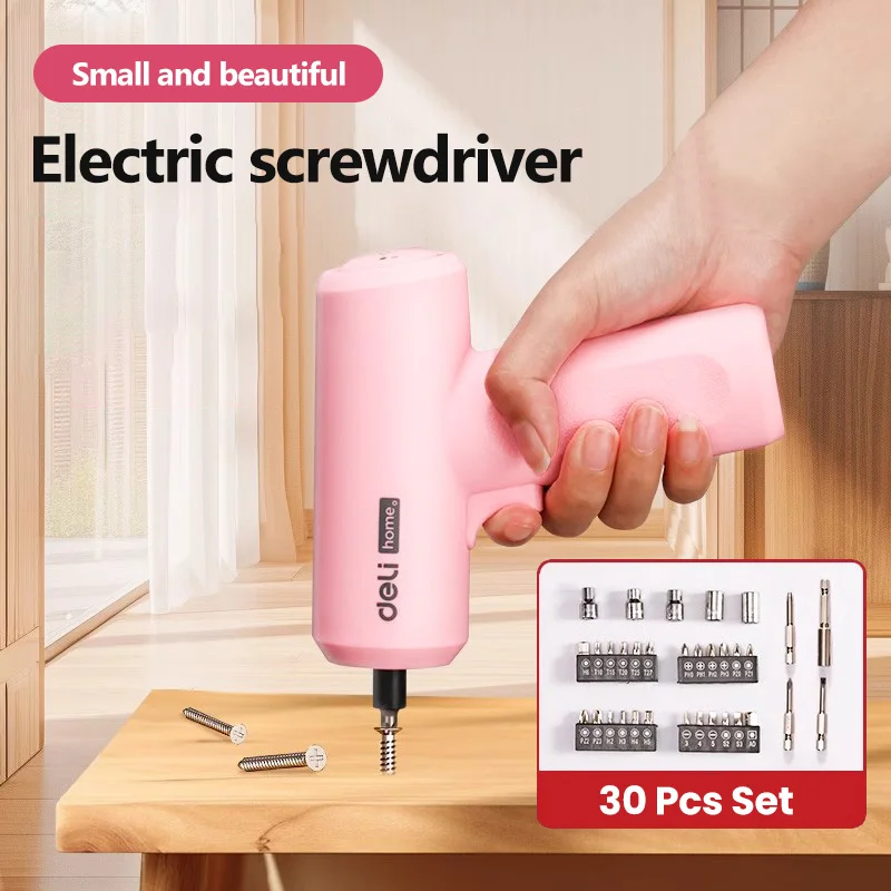 Conjunto de chave de fenda elétrica rosa 3.6v, chaves de fenda elétricas sem fio inteligentes, recarregável por usb, broca manual, ferramentas de reparo doméstico