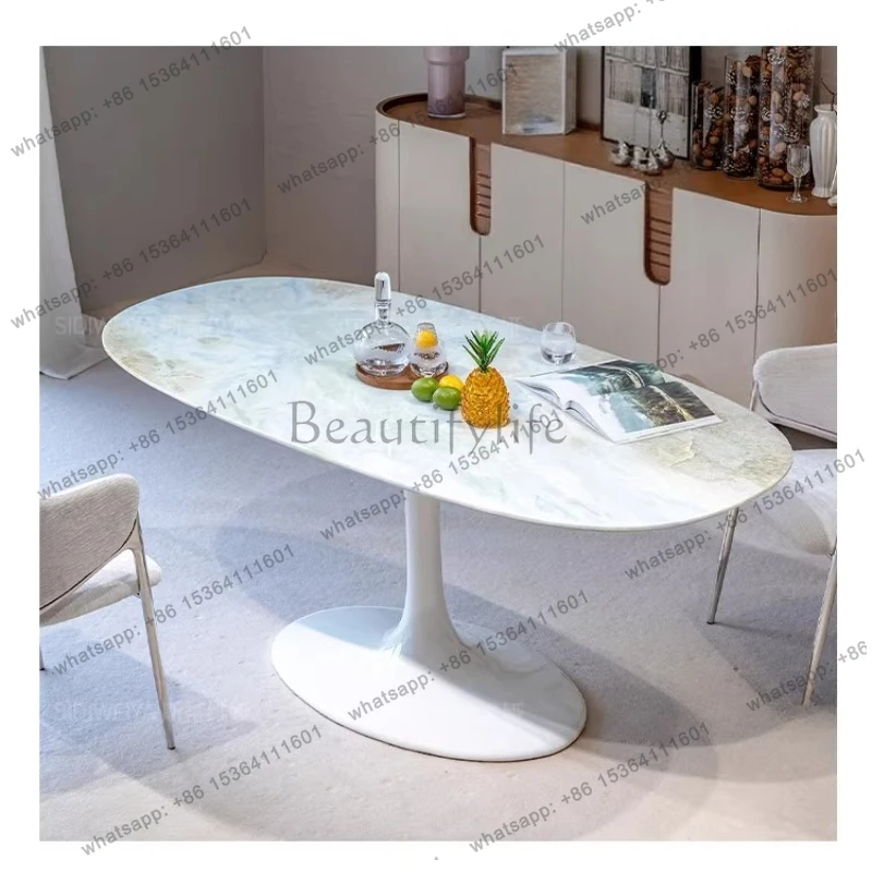 

Обеденный стол из натурального роскошного камня синего цвета, в французском средневековом стиле, овальный, из мрамора, в форме тюльпана