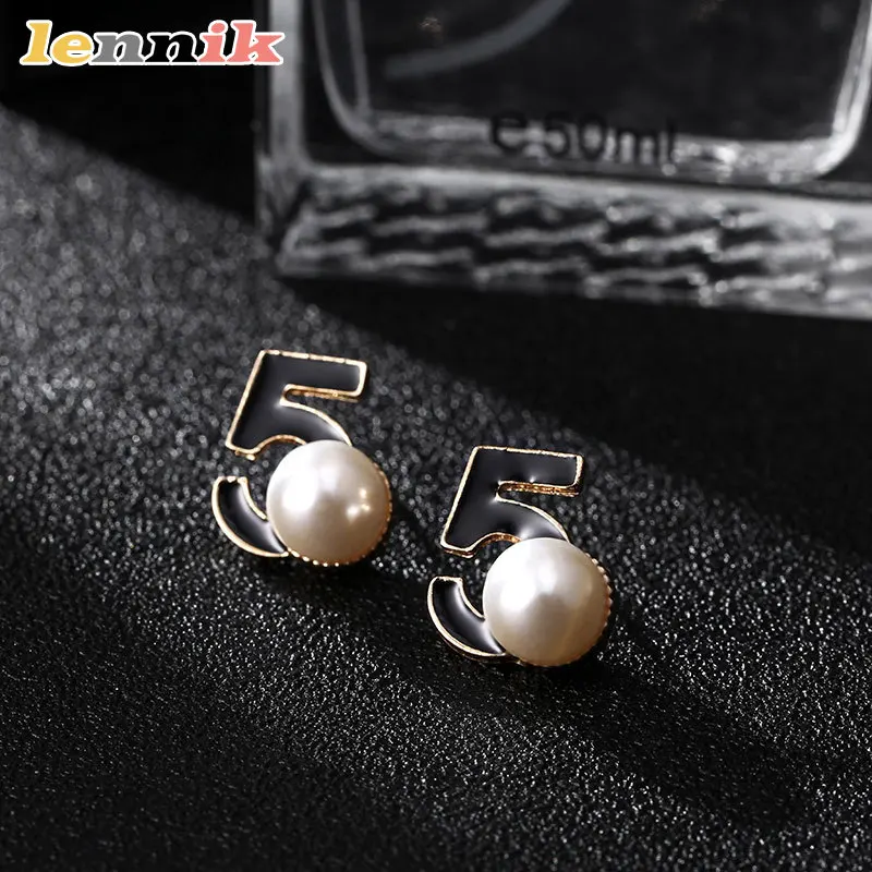 أقراط كاميليا مكونة من 5 أحرف من LENNIK، تصميم كوري غير منتظم لزيت اللؤلؤ بالتنقيط، يعزز سحرًا للتنقل/التنقل الكاجوال، هدية رائعة