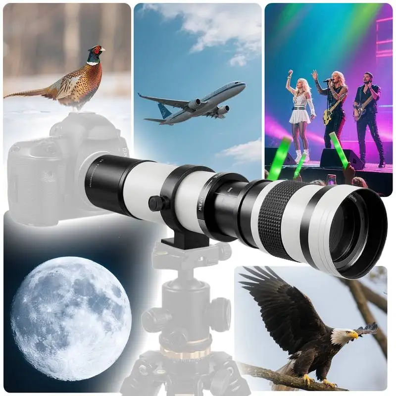 420-800mm F8.3-16 슈퍼 망원 렌즈, T-타입 렌즈 포함 | 니콘, 캐논, DSLR/미러리스 카메라와 호환 가능, 수동 초점, 알루미늄 합금 소재,…