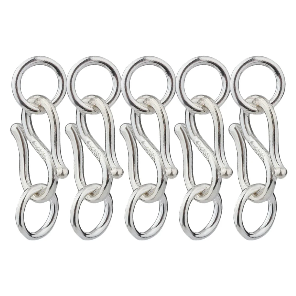 

5 Pcs Double Ring Hook Buckle Chain Bracelet Jewelry Clasp Sterling Silver Rings The S-hook Connector S-shaped Metal