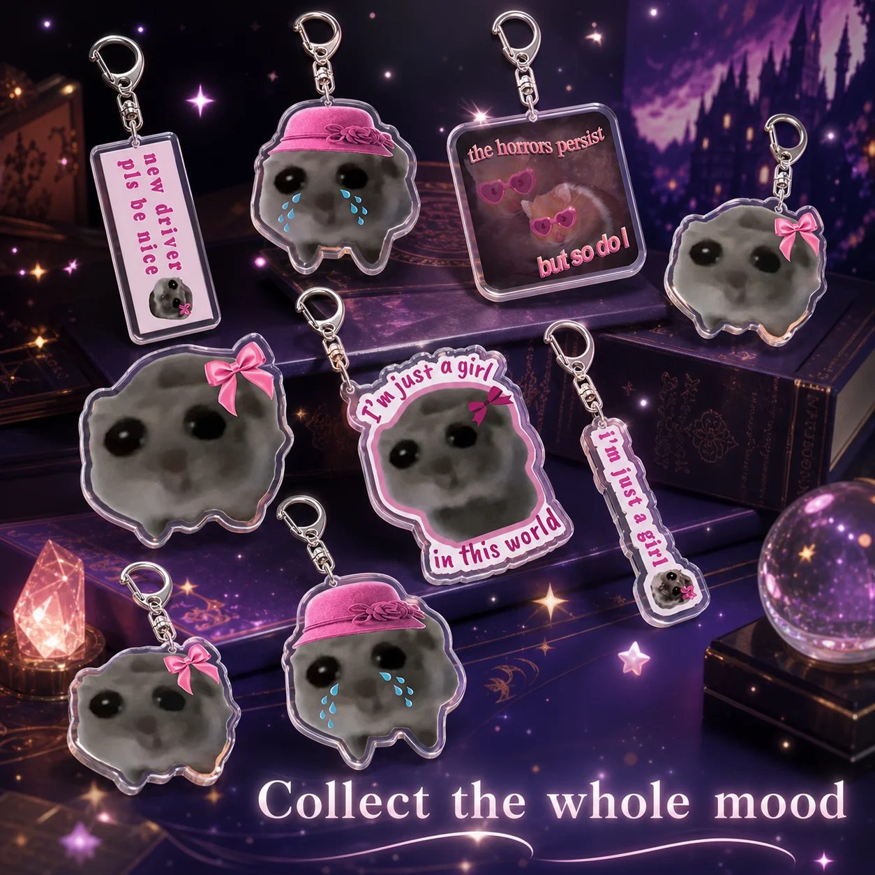Lovely Cute Hamster Acrylic Keychain Keyring Phone Bag Decoration Tag Printed Pendant Charm Creative Unique Novelty Accessories