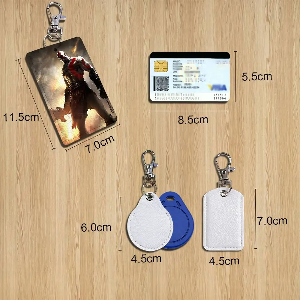 Laufey God of War Black background Kratos Card Holder With Keychain Executive Protection For Bank Credit Subway Bus Case